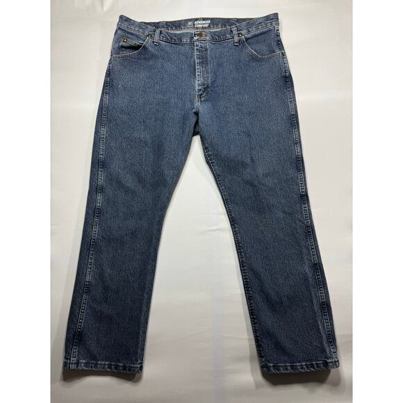 Wrangler 47MWZ Men's Advanced Comfort Regular Fit Blue Denim Jeans - Size 42x30 - Picture 1 of 5